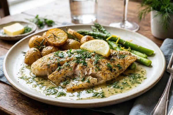 Filete de Tilapia en Salsa Ligera de Hierbas con Margarina Girasol